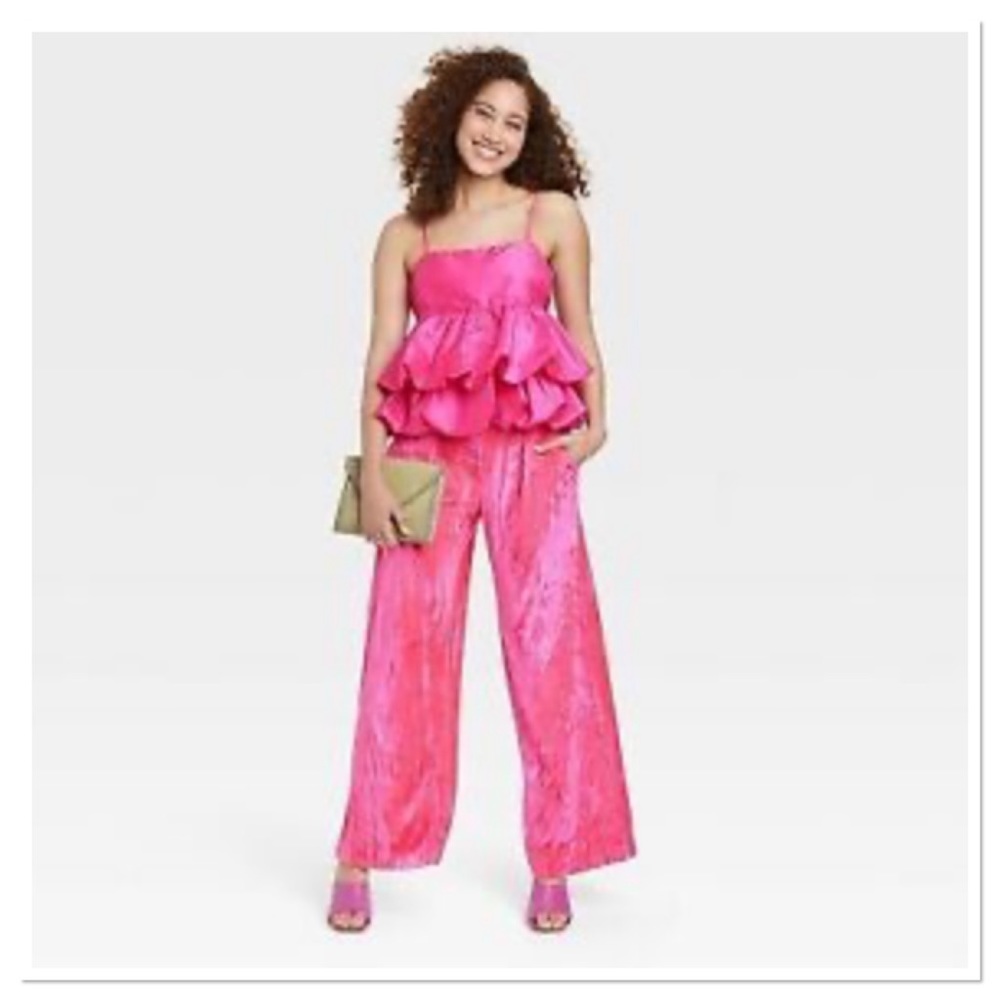 Women’s Tiered Taffeta Tank Top Barbie Pink a. new day